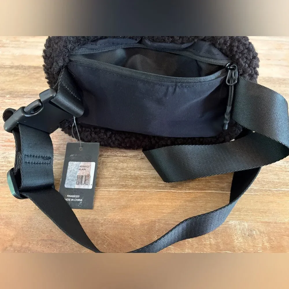 C.C Sherpa Fanny Pack Black Crossbody Bag Zipper Pocket and Adjustable Strap NWT
